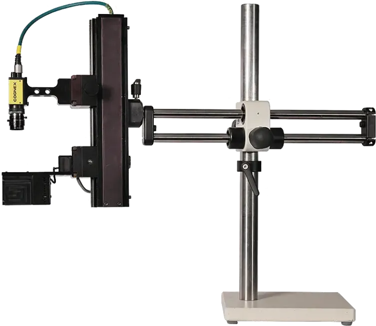 Cognex machine vision camera mounted on an adjustable articulated stand