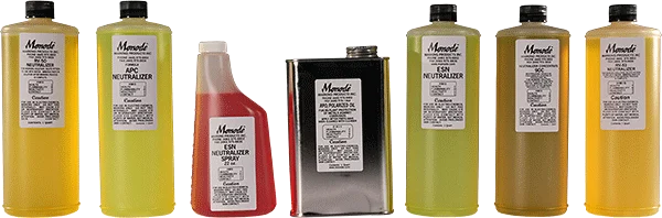 Monodi neutralizing products in various plastic bottles and containers